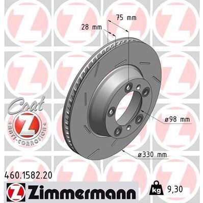 ZIMMERMANN ARKA FREN AYNASI SOL PORSCHE PANAMERA 10-16 3.0 330X28X5DLXHVLI 986479732-DF6320S (298615601A)