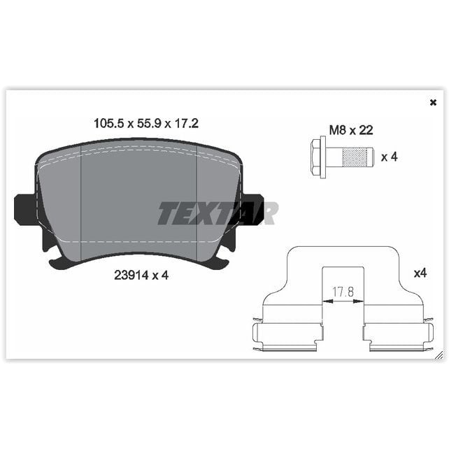 TEXTAR ARKA BALATA PASSAT-CC-CADDY-GOLF5-GOLF6-JETTA-A3-A6-LEON-OCTAVIA-SUPERB 04 > (1K0698451G)