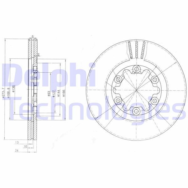 DELPHI ÖN FREN DISK HAVALI 273.7MM RANGER 4X4 98 06 MAZDA B2500 98 06 4X4 (3902839)