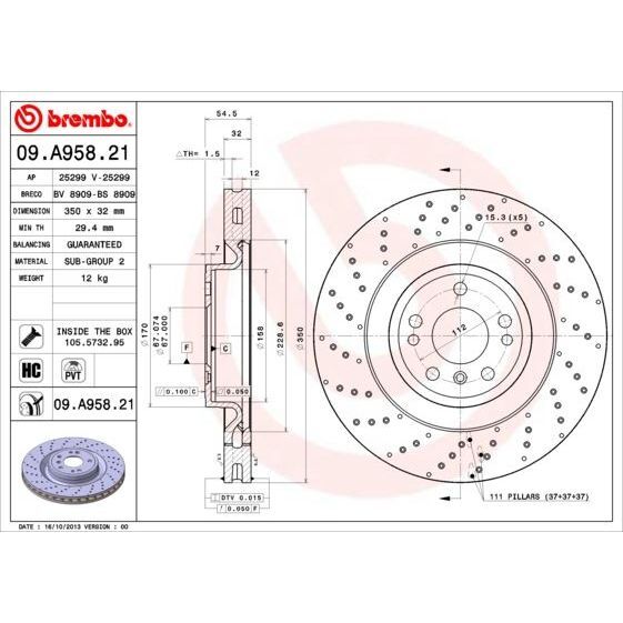 BREMBO FREN DİSKİ ÖN W166/W292 (A1664211012)