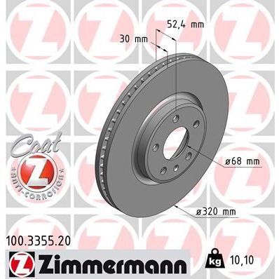 ZIMMERMANN ÖN FREN AYNASI A4-A5-A6-A7-Q5 320X30X28XHAVALI 986479753-DF6148 (8R0615301)