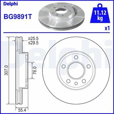 DELPHI FREN DİSKİ TEKLİ PAKET . DELİKLİ ÖN VW CARAVELLE. MULTIVAN. TOUAREG. TRANSPORTER 10/2002 (7E0615301D)