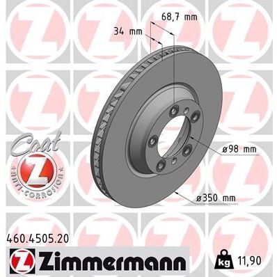 ZIMMERMANN FREN DISKI ON SAG PORSCHE CAYENNE 9YA 17 PANAMERA 971 16 350 MM - 34 MM (971615302)