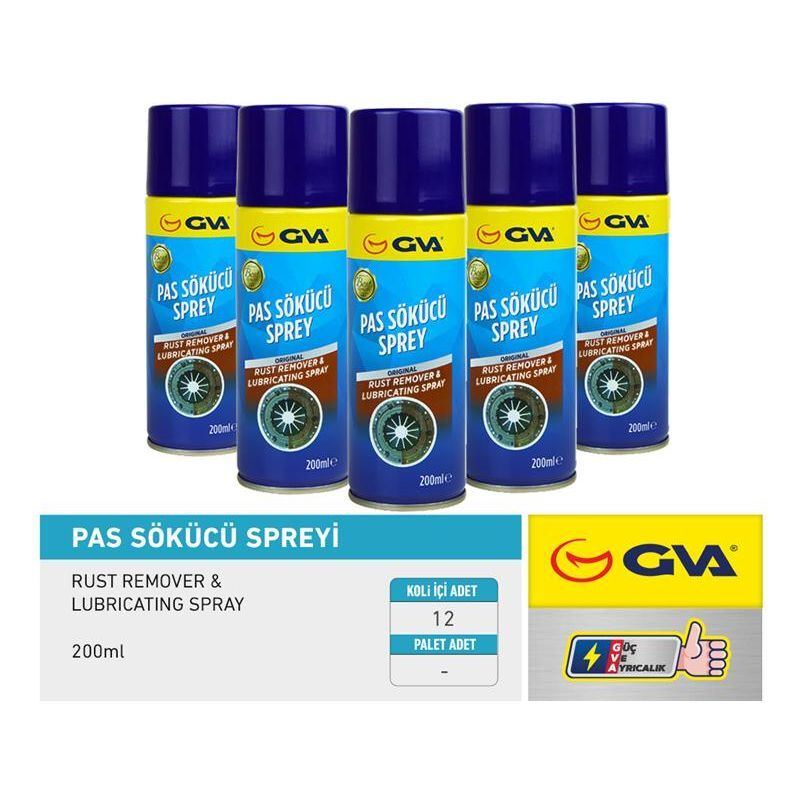 GVA PAS SÖKÜCÜ VE YAĞLAYICI ÇOK FONKSİYONLU SPREY 200ML (PAS9999)