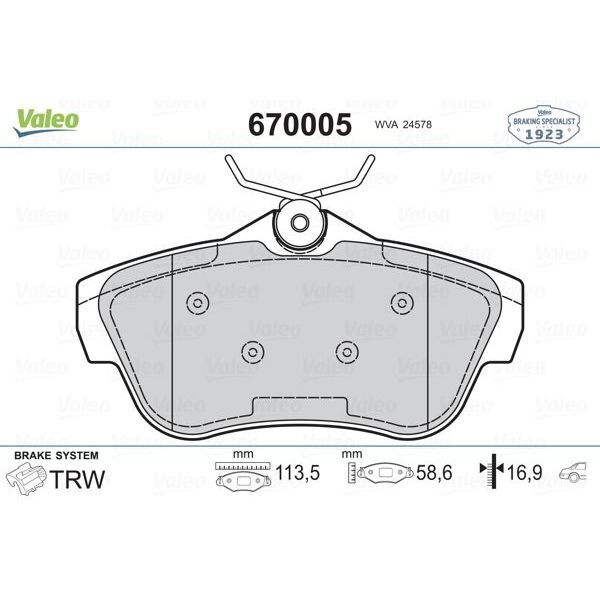 VALEO ARKA BALATA JUMPY 07 SUCUDO 07 EXPERT TEPEE 07 (1673601480)