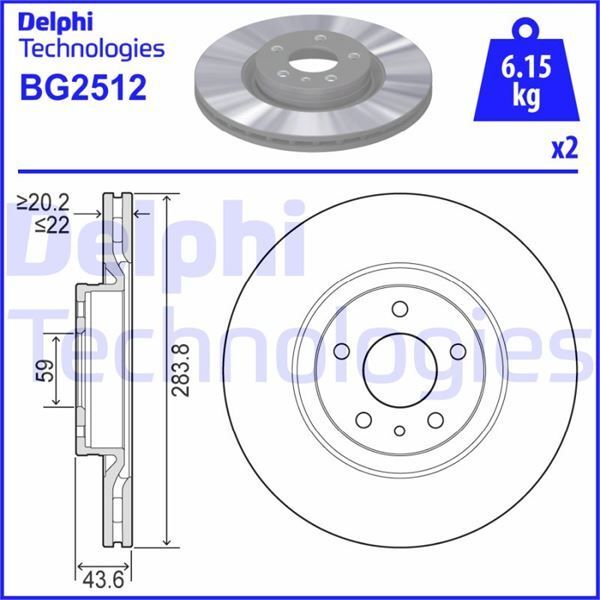 DELPHI ÖN FREN AYNASI OPEL COMBO D 12 FIAT DOBLO 10 EGEA 16 ALFA ROMEO 147 01 156 97 05 284 X 22 5 DELİK HAVALI (46445006)