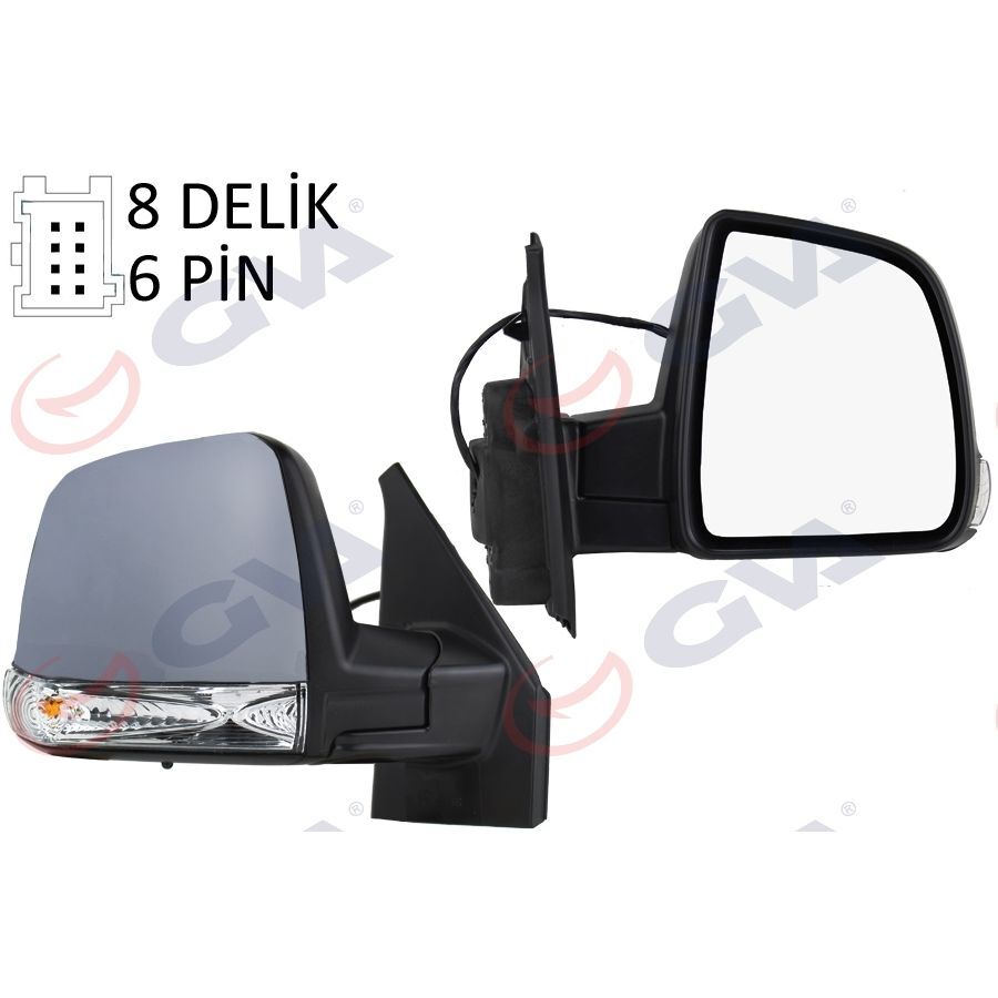 GVA DIŞ DİKİZ AYNASI SAĞ DOBLO 11> ELEKTRİKLİ SİNYALLİ ASTARLI TEK CAMLI KONVEKS 6 FİŞ VM-668EHPR (735528040)