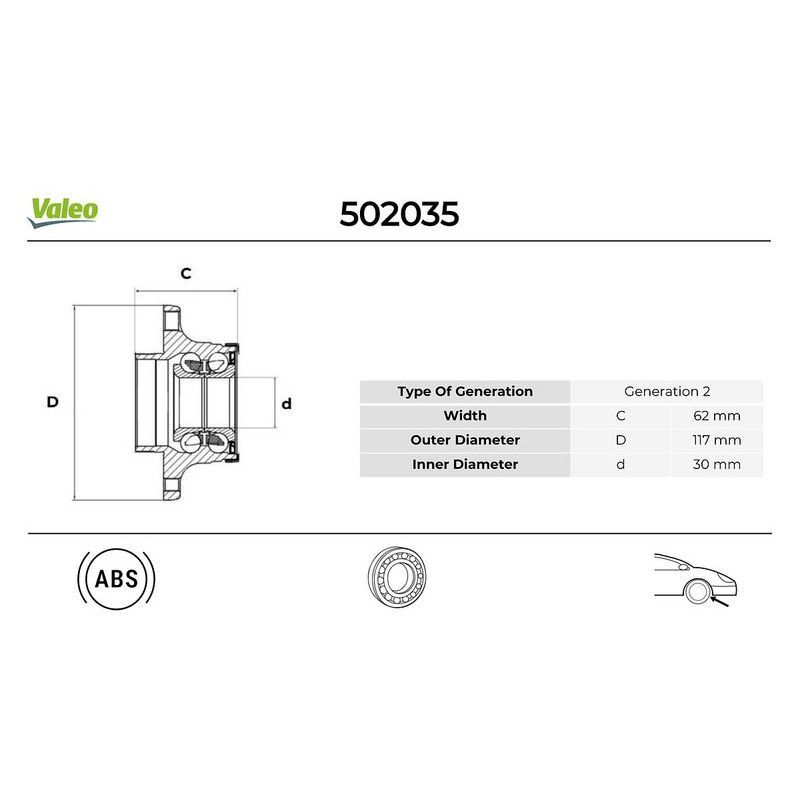 VALEO ARKA TEKERLEK PORYASI FIAT EGEA 16 ABS Lİ 62X30X117 5 BİJON (51754196)
