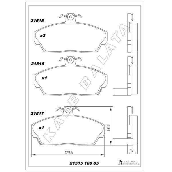 KALE BALATA ÖN FREN BALATA HONDA CIVIC 1.6L D16 VTEC VTI 01-05 / 1.6L D16A EURO 96-99 (45022S6DE51)