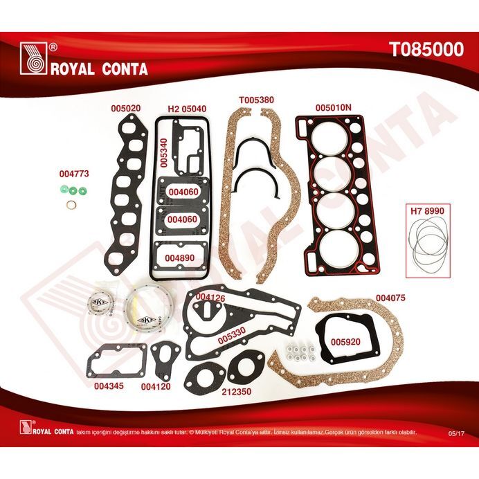 ROYAL MOTOR TAKIM CONTA SKT KEÇELİ SUBP.LAST R9 BROADWAY-R19 1.4 KARBÜRATÖRLÜ