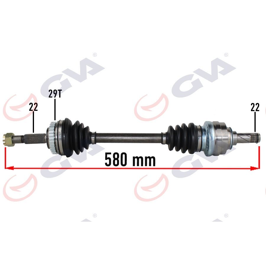 GVA KOMPLE AKS SOL OPEL-MERIVA A 1.6 03-10 ABS Lİ 29 DİŞ 580MM (26111100)