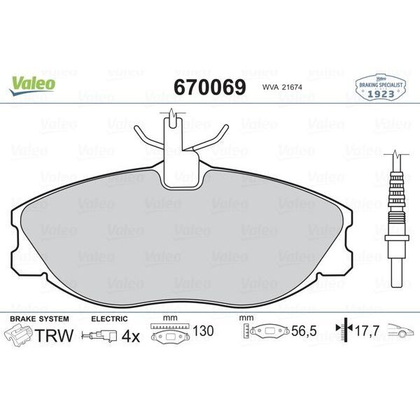 VALEO ÖN BALATA FİŞLİ P406 2.0-2.1 TD 94-04 306 GTİ 93-01 XANTIA XM (4251.32)