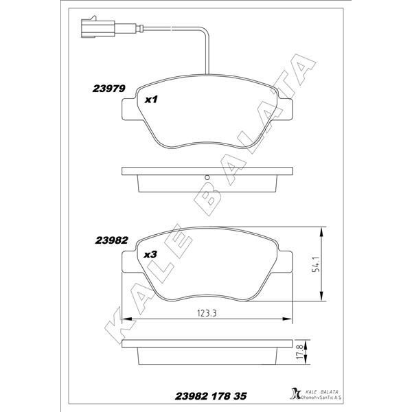 KALE BALATA ÖN BALATA NEMO 1.3 HDİ 75 09 >BIPPER 1.3 HDİ 75 10 >BIPPER TEPEE 1.3 HDİ 10 > FIORINO 1.4 1.3D 09 > ÇİFT FİŞLİ (4254.C8)
