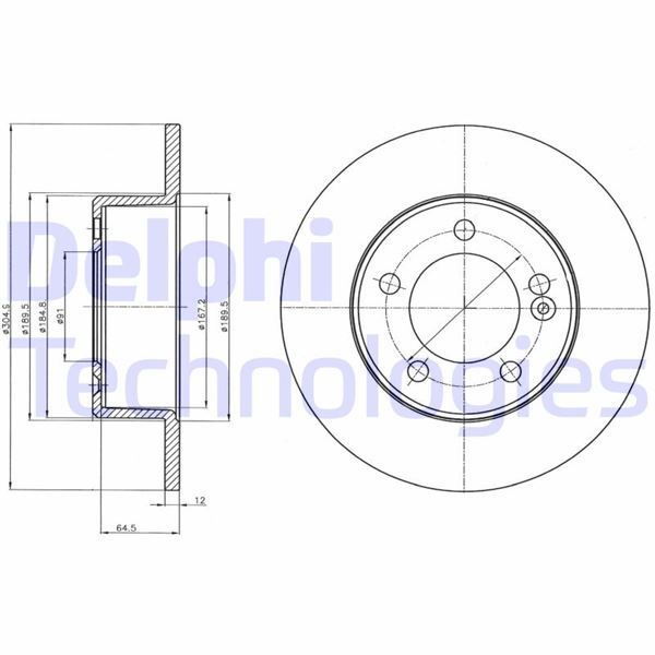 DELPHI ARKA FREN AYNASI RENAULT MASTER III 10 OPEL MOVANO B 13 2.3DCI 305X12X71.5 5 DELİK TEK TEKER (432064087R)