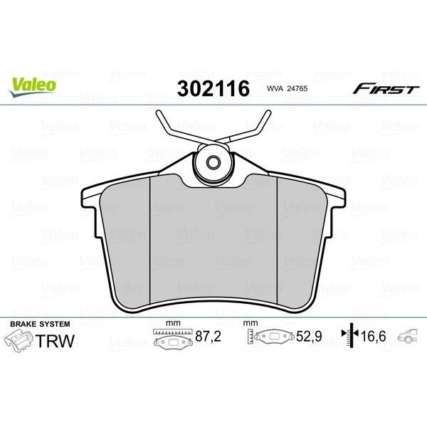VALEO ARKA FREN BALATASI P307 00 09 P308 07 14 PARTNER 08 PARTNER TEPEE 08 BERLINGO 08 C4 04 16 XSARA PICASSO 99 11 DS4 15 18 (1623180680)