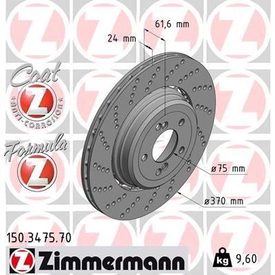 ZIMMERMANN FREN DISKI ARKA SOL BMW M5 E60 M6 E64 (34112282807)