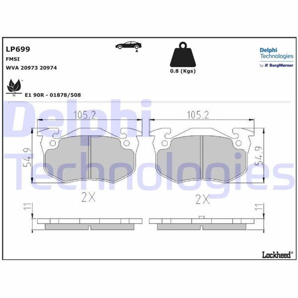 DELPHI ARKA FREN BALATASI PEUGEOT P106 96>04 P205 87>98 P206 00>09 P306 97>01 P309 89>93 CITROEN SAXO 96>04 XSARA 97>05 ZX 92>97 RENAULT R9-R19- MGN I-CLIO I-II İNCE TİP (4252.71)