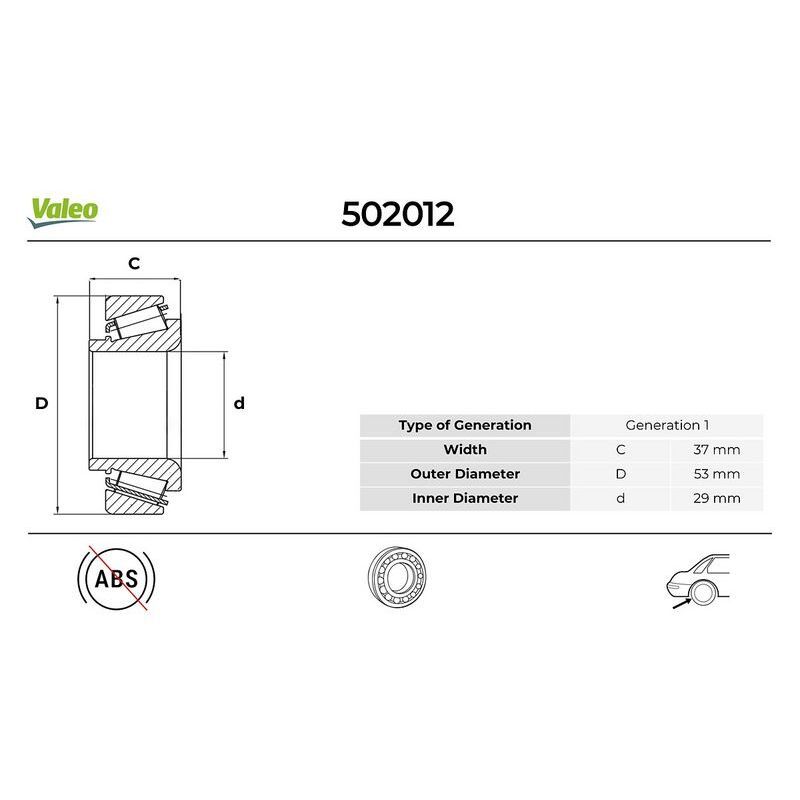 VALEO ARKA TEKER RULMANI FIESTA V 01 08 FOCUS I 98 04 FUSION 02 12 MAZDA II 03 07 ABS (2S6J1A049AA)
