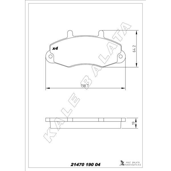 KALE BALATA FREN BALATASI ÖN FORD TRANSİT 92> T12-M12 KALE 21470A0000KD11 (92VB2K021AA)