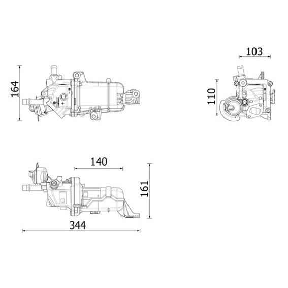 MAHLE EGR SOĞUTUCUSU KOMPLE RENAULT TRAFIC III 15> MEGANE IV 15> TALISMAN 15> SCENIC IV 15> 1.6DCI (147357086R)