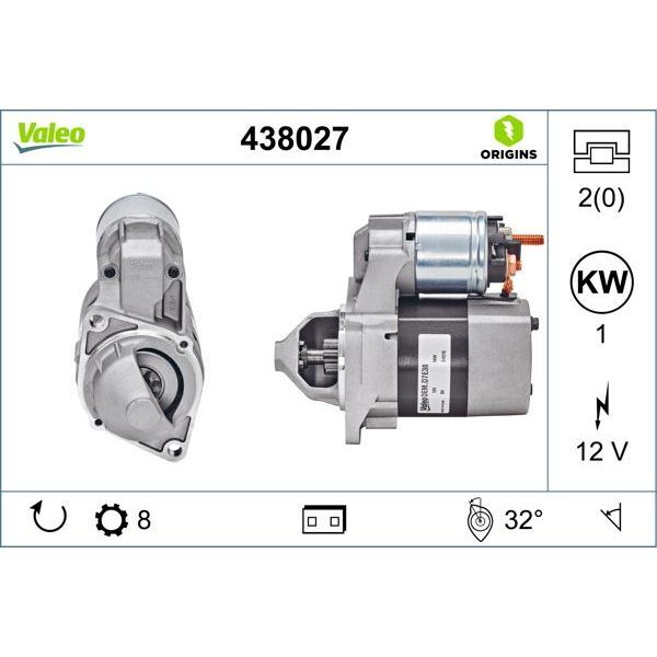 VALEO MARS MOTORU 12V 1.0KW 8 DIS MERCEDES W168 W169 W245 W414 (A0041518501)