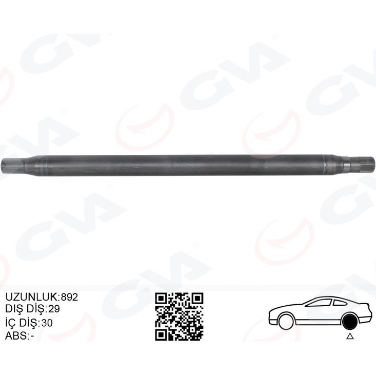 GVA AKS MILI ARKA SAG KALIN UZUN 892MM MERCEDES SPRINTER B906 . VW CRAFTER 30-35-50 Z:29-30 (2E0501172B)