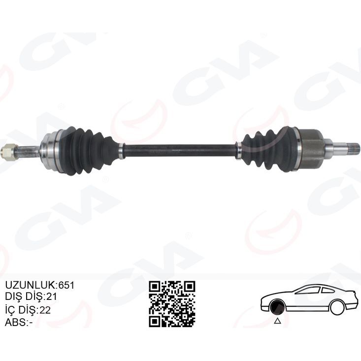GVA KOMPLE AKS SOL PEUGEOT P208 12>19 CITROEN C3 16> 1.0-1.2-1.4-1.6 VTI 1.4 HDI-1.6 BLUEHDI 21X22X665 (1607237280)