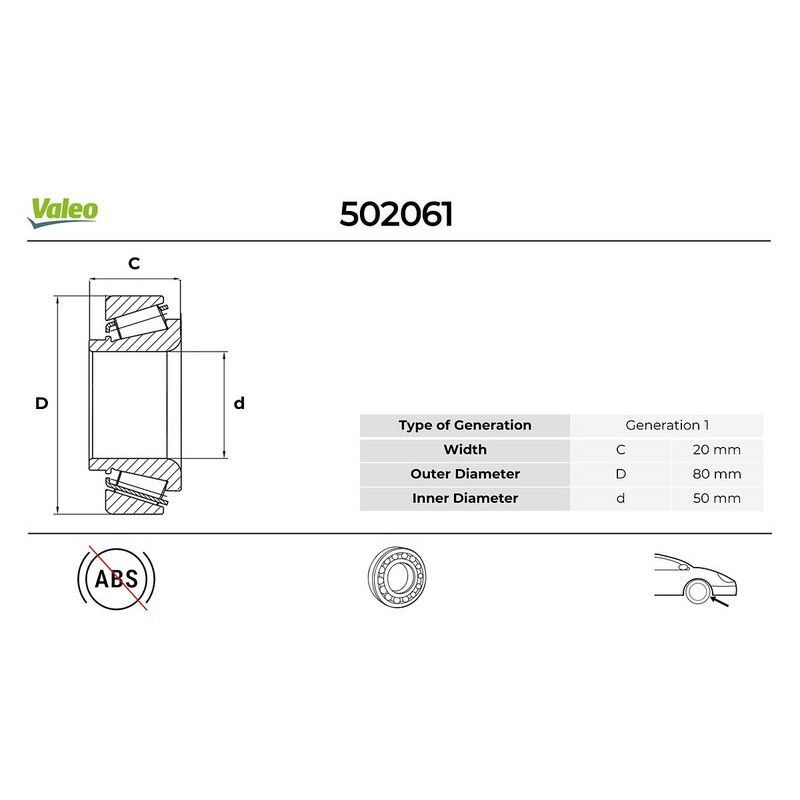 VALEO ÖN TEKER RULMANI BOXER 94-02 JUMPER 94-02 DUCATO 82-90 J5 83 1.9D-2.0-2.5TD-2.8HDI 80X50X20 1400KG (3326.27)