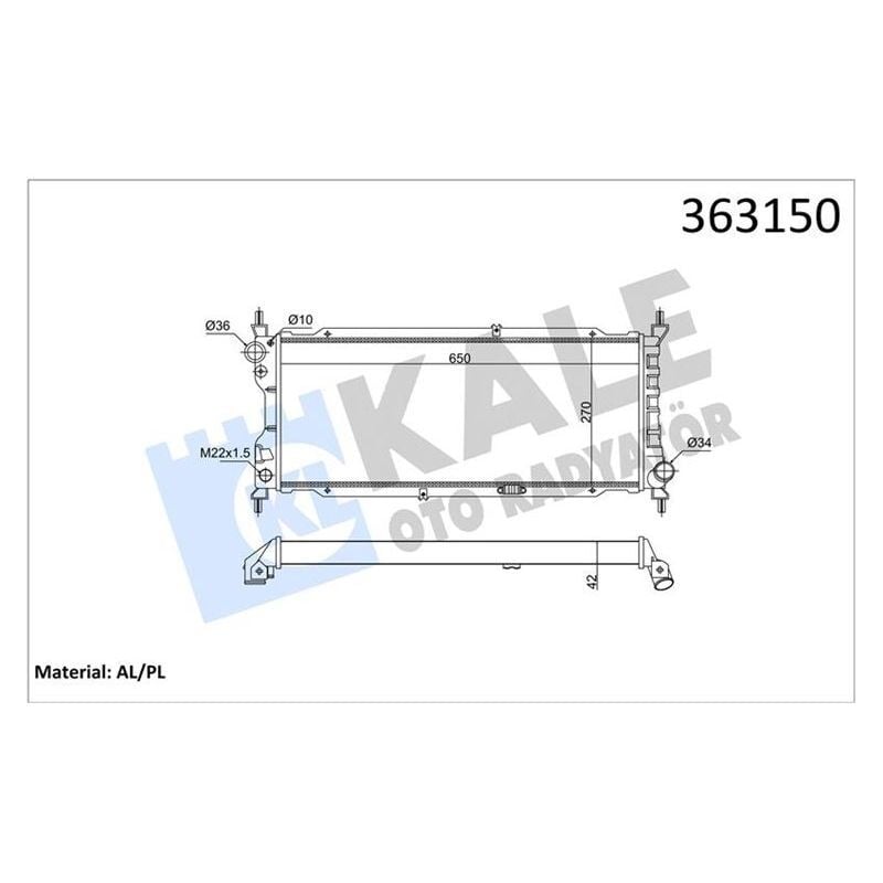 KALE RADYATOR BRAZING VERSİYONU KL372600 OPEL CORSA B COMBO 1.5D 93 00 MT MEKANİK 650X270X42 SU RADYATÖRÜ (1300151)