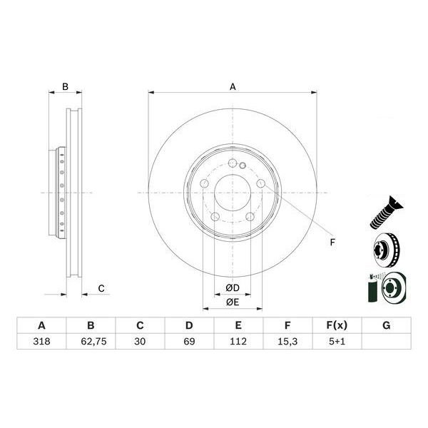 Kyburg Fren Diski Ön W205 (A000 421 21 12)