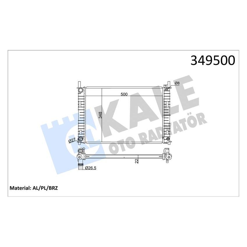 KALE RADYATOR MOTOR SU RADYATORU FIESTA 1.25 16V 1.4 16V 1.4TDCI 01>08 MAZDA II 1.4CD MANUEL BRAZING VERSIYONU (1897431)
