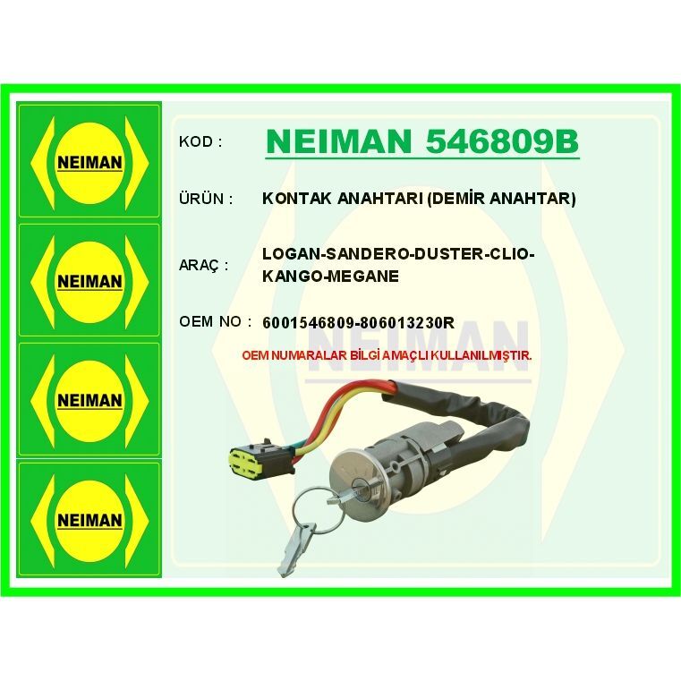 BESCHER KONTAK ANAHTARI LOGAN-SANDERO-DUSTER-CLIO-KANGO-MEGANEKONTAK ANAHTARI DEMİR ANAHTAR (6001546809)