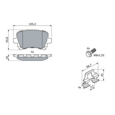 BOSCH FREN BALATASI A3 A3 CABRİOLET A3 QUATTRO A3 SPORTBACK A3 SPORTBACK QUATTRO A4 A4 AVANT A4 AVANT QUAT (1K0698451)