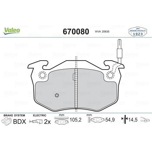 VALEO ÖN BALATA RENAULT R5 72 85 CLIO I 91 98 EXPRESS 85 92 TWINGO I 93 07 FİŞLİ (7701202517)