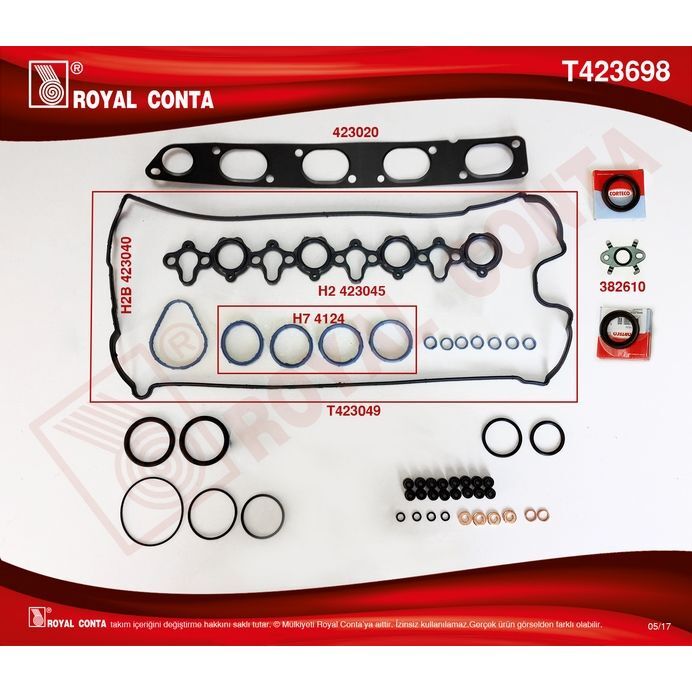 ROYAL ÜST TAKIM CONTA CORTECO KEÇELİ REINZ SUB.LAST SKC SİZ MASTER 2.2-2.5 DCI G9T-G9U (7701477813)