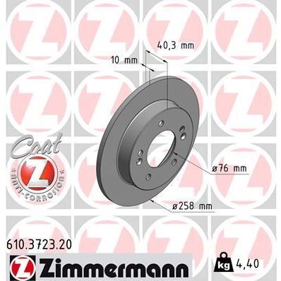 ZIMMERMANN ARKA FREN AYNASI VOLVO V40 D2 D3 D4 T2 T3 T4 T5 HATCHBACK 12 > 280X5DL 986479691- (31341645)