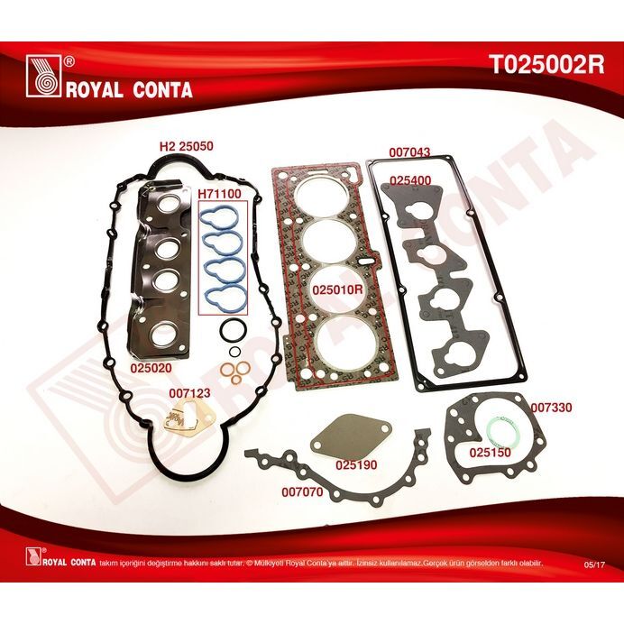 ROYAL MOTOR ÜST CONTA TK. MEGANE I 96 CLIO II 98 KANGOO 97 CLIO SYMBOL I 00 1.4 K7J 1.6 K7M (7701468710)