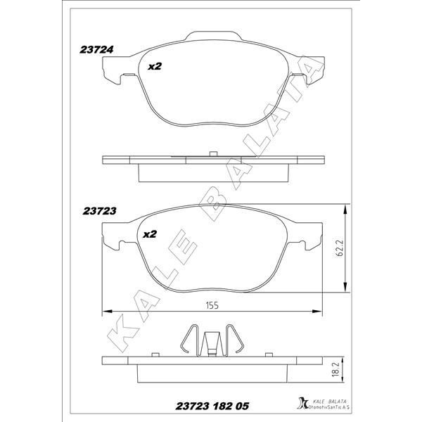 KALE BALATA ÖN BALATA FOCUS 04>18 CMAX 07>19 KUGA I -II 08>14 VOLVO V40 19> C30 06>12 S70 08>13S40 04>12 V50 04>12 MAZDA 3 03>09 5 05>09 (30742030)