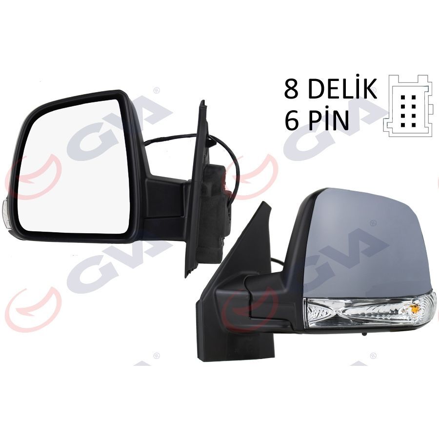 GVA DIŞ DİKİZ AYNASI SOL DOBLO 11> ELEKTRİKLİ SİNYALLİ ASTARLI TEK CAMLI KONVEKS 6 FİŞ VM-668EHPL (735528051)