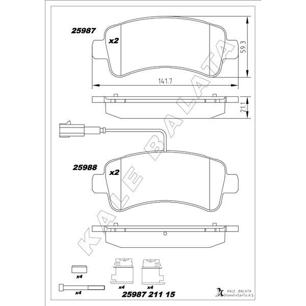 KALE BALATA DİSK FREN BALATASI ARKA JUMPER 2.0D/2.2D3.0D 04/06>DUCATO 40 2.3D-BOXER 2.0D/2.2D/3.0D (1612434080)