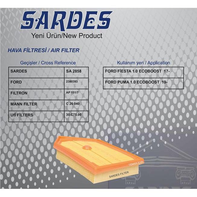 SARDES HAVA FİLTRESİ FORD FIESTA VII-PUMA 1.0L 20 > (2380393)