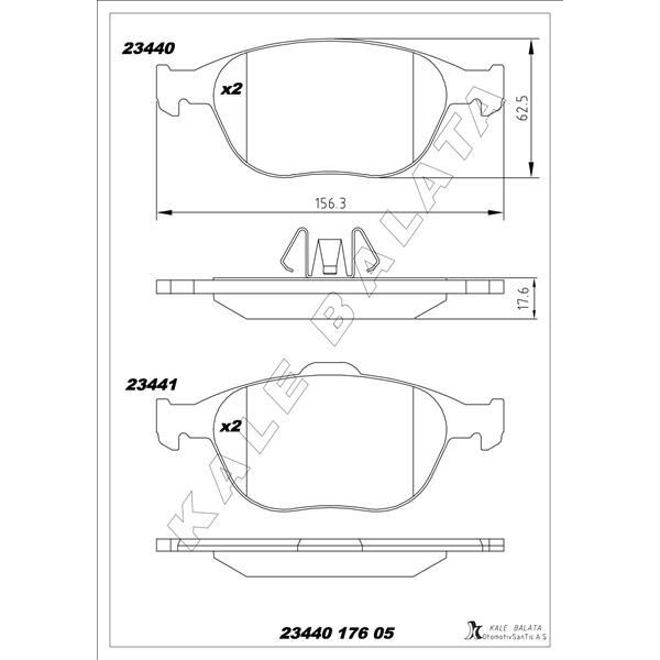 KALE BALATA ON FREN BALATASI CONNECT 1.8TDCI 02>14 (2T142K021A2C)