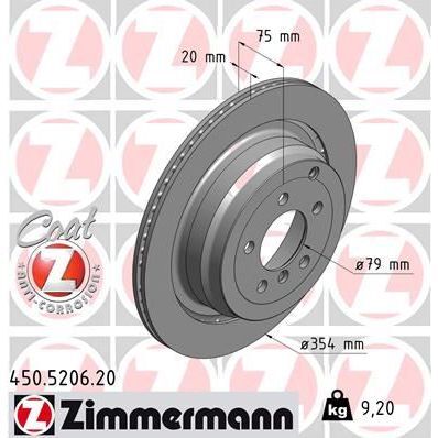 ZIMMERMANN FREN DISKI ARKA RANGE ROVER 3 VOGUE L322 02 12 (LR017804)