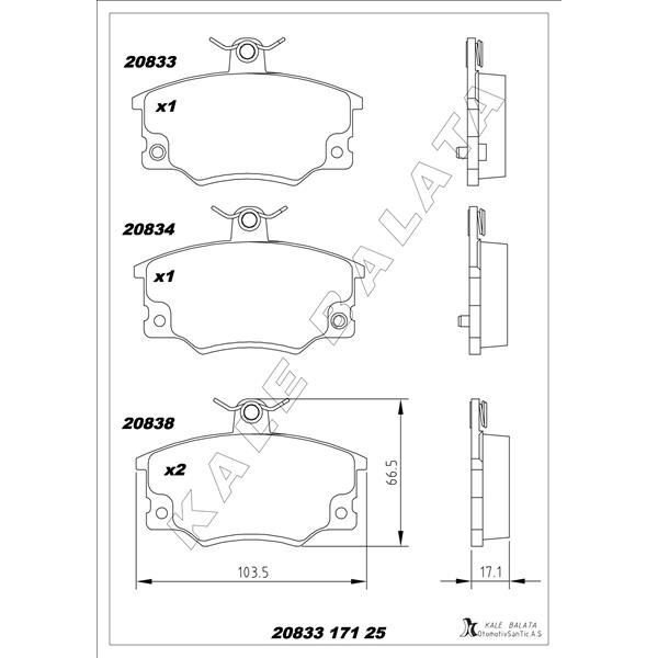KALE BALATA ÖN FREN BALATASI FIAT TEMPRA-TİPO-UNO-PUNTO ALFA ROMEO 33-145-146-155 (5892481)