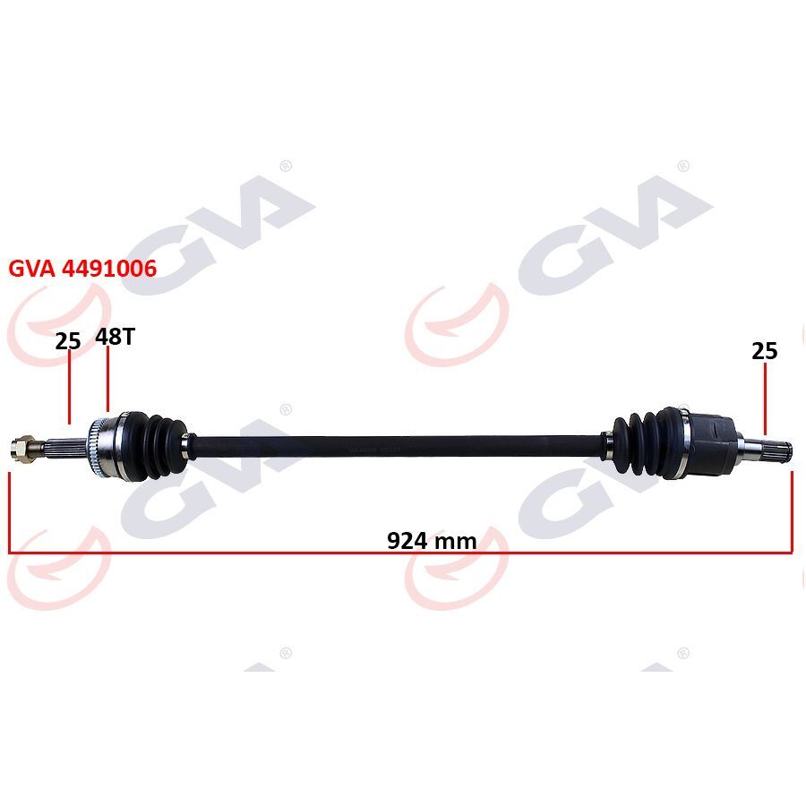 GVA KOMPLE AKS SAĞ HYUNDAI ACCENT ERA 1.4L 1.6L G4EE G4ED BENZINLI 06-10 ABS LI 25X25 - ABS 48 DIŞ KOMPLE BOY 924MM (495001E050)
