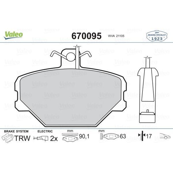 VALEO ÖN BALATA FİŞLİ TMPR-TİPO UNO 1.4-1.6 PANDA 85-04 (5888781)