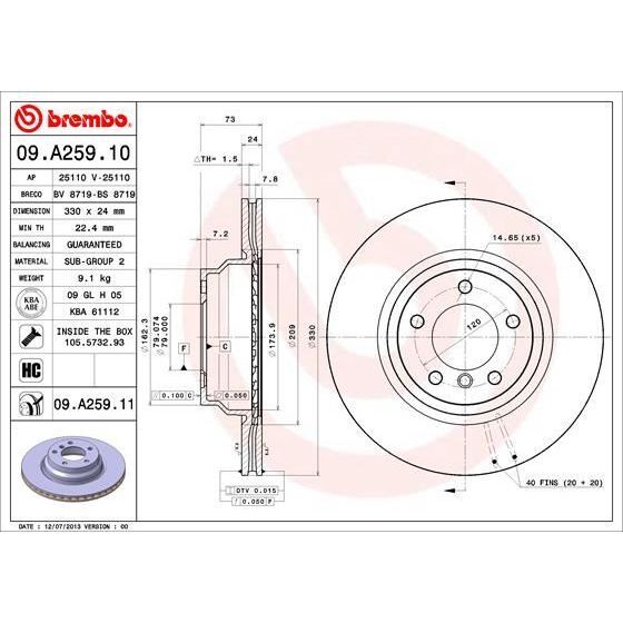 BREMBO FREN DISKI ON BMW E82 E87 E88 E90 E92 E93 E84 (34116854999)