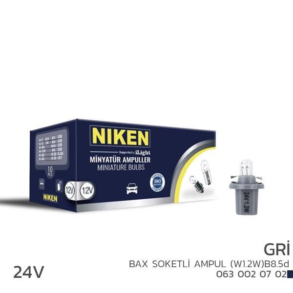 NIKEN NIKEN 24V BAX SOKETLİ AMPUL W1.2W B8.5D GRİ 10LU (UNIVERSAL)