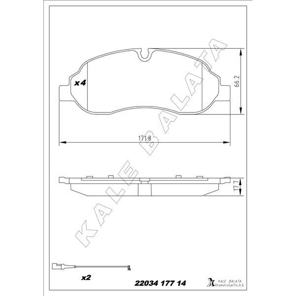 KALE BALATA ÖN FREN BALATASI TRANSİT V363 TTG 14> ÇİFT TEKER FISLI (BK312K021AD)