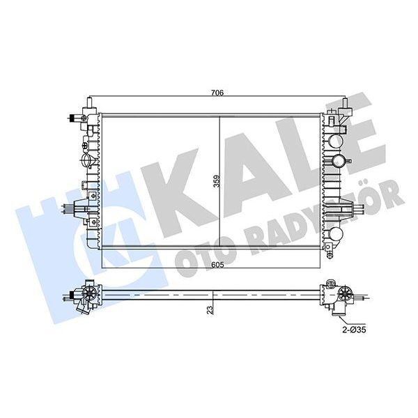 KALE-RADYATOR SU RADYATÖRÜ OPEL ASTRA H 04 >ZAFIRA 05 > 1.6 1.8 MT AC NAC MEKANİK 605X359X23 (1300266)